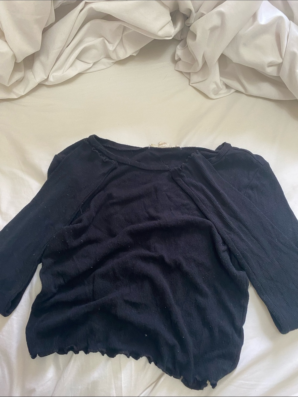 Aeropostale Black Ribbed Long Sleeve Crop Top